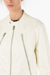 MM6 Front Zipped Leather Jacket